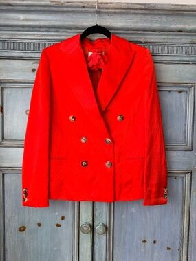 Lanvin Red Linen/Cotton Jacket 125 Year Anniversary 2015 Size 40 NWT